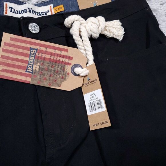 Tailor Vintage Canaan Slim Fit Tailor Smart Chino Pants Black Men's Size 32 x 32 - Picture 4 of 9